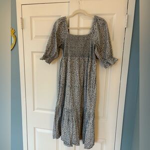 Madewell Prairie-style blue and white floral dress, size M